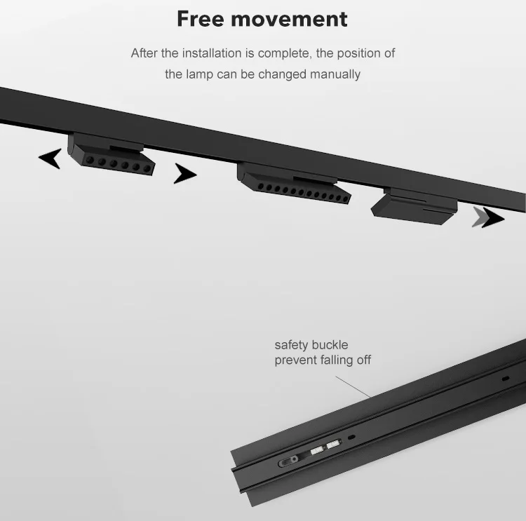 Magnetic LED Track Light Accessories 1M 1.5M 2M Straight Connector 48V Track Light Rail System Magnet Track Lighting