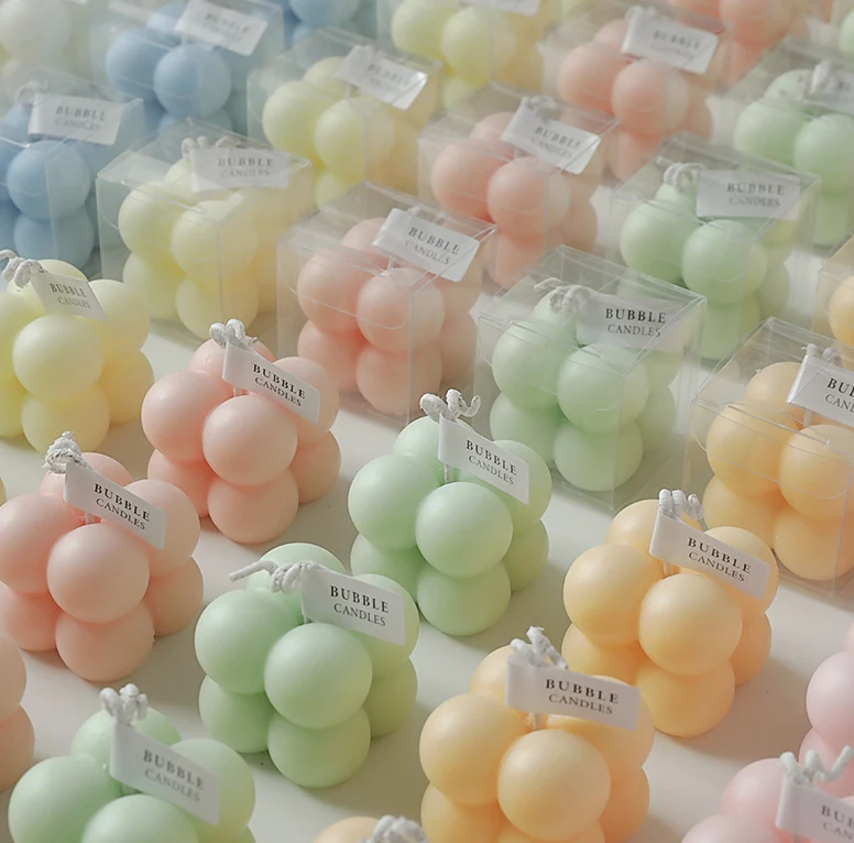 Ins Style Romantic Decoration Handmade Cute Mini Small Magic Cube Bubble Smokeless Scented Candles