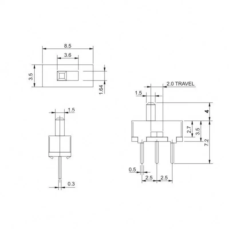  SS12D00G4 SPDT 1P2T 2 Позиция 3 Pin PCB панель вертикальный скользящий