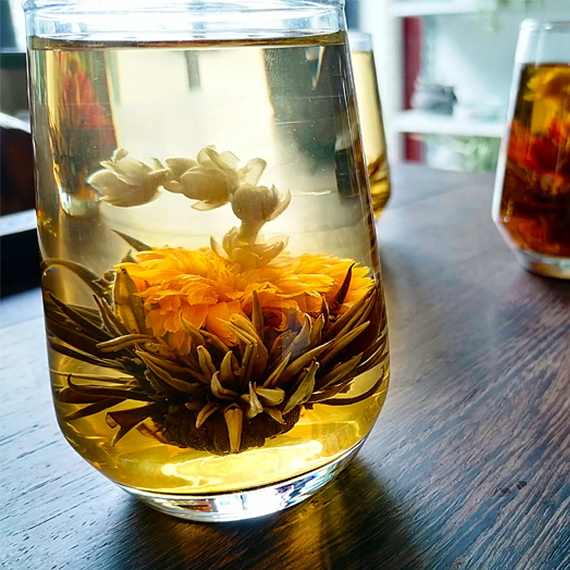 Wholesale Premium Natural Organic Craft Tea Dried Jasmine Rose Flowers Blooming Green Tea Ball
