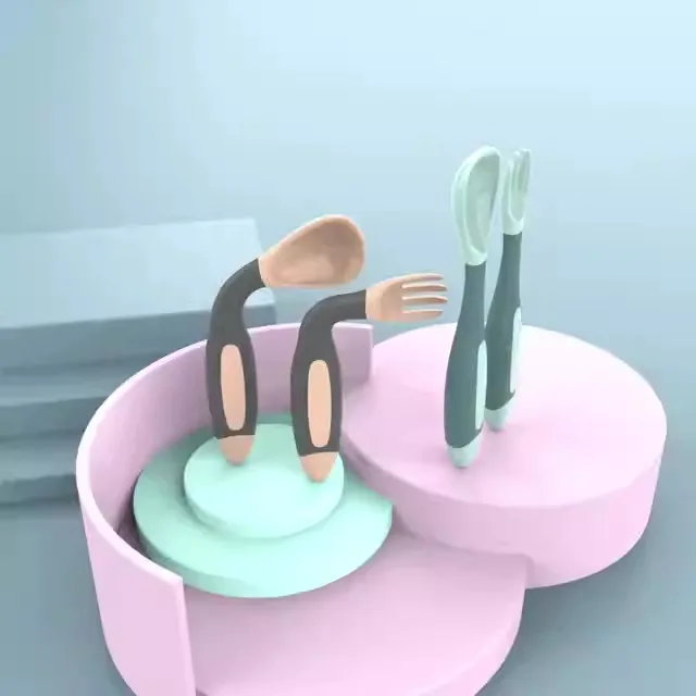 Multifunctional Baby Learning Spoons Reusable 360 Degree Bend and Twist BPA Free Silicon Material for Feeding and Eating