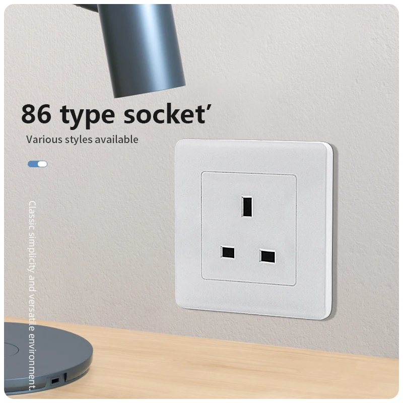 Wholesale High Quality UK Standard 86*86 MM Power Outlet Electrical Accessories White British Wall Socket