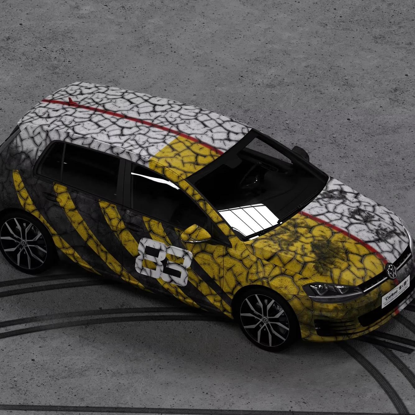 Custom Customized Unique Yellow White Spider Web Fried Street Style Color Matching car film