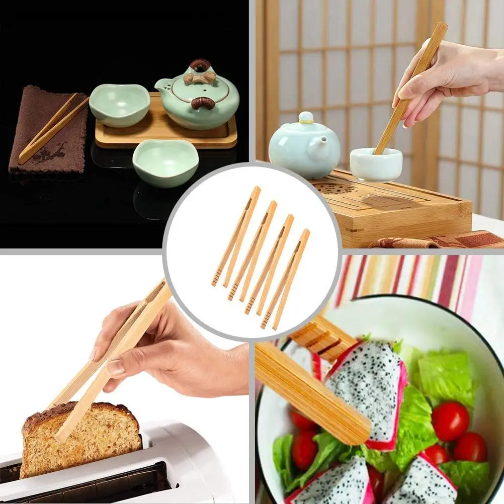 Eco-Friendly Bamboo Kitchen Utensils Cooking Toast Bread Pickles Tea Bamboo Kitchen Tongs Wood Kitchen Toast Tongs