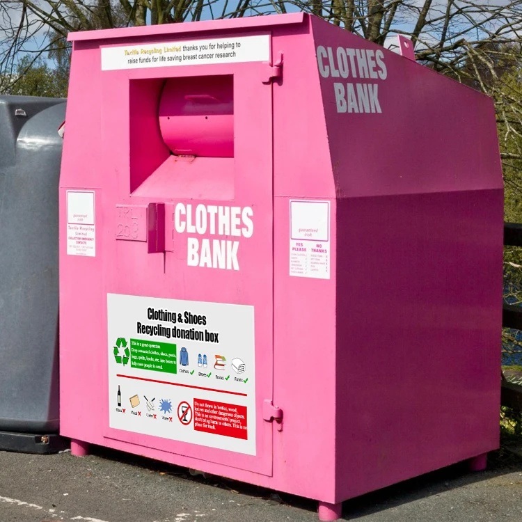 Powder-Coated Galvanized Steel Storage Bucket Weatherproof Standing Charity Books Clothing Recycling Donation bin