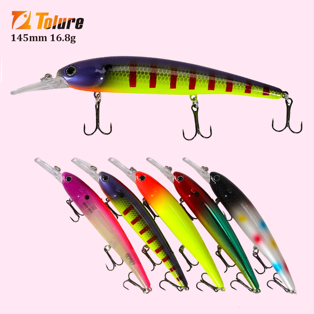 Hard bait 16.8g 145mm  long Tongue board Shape Hard Plastic Fishing Lure Baits With three treble  Hooks Slow Sinking Minnow