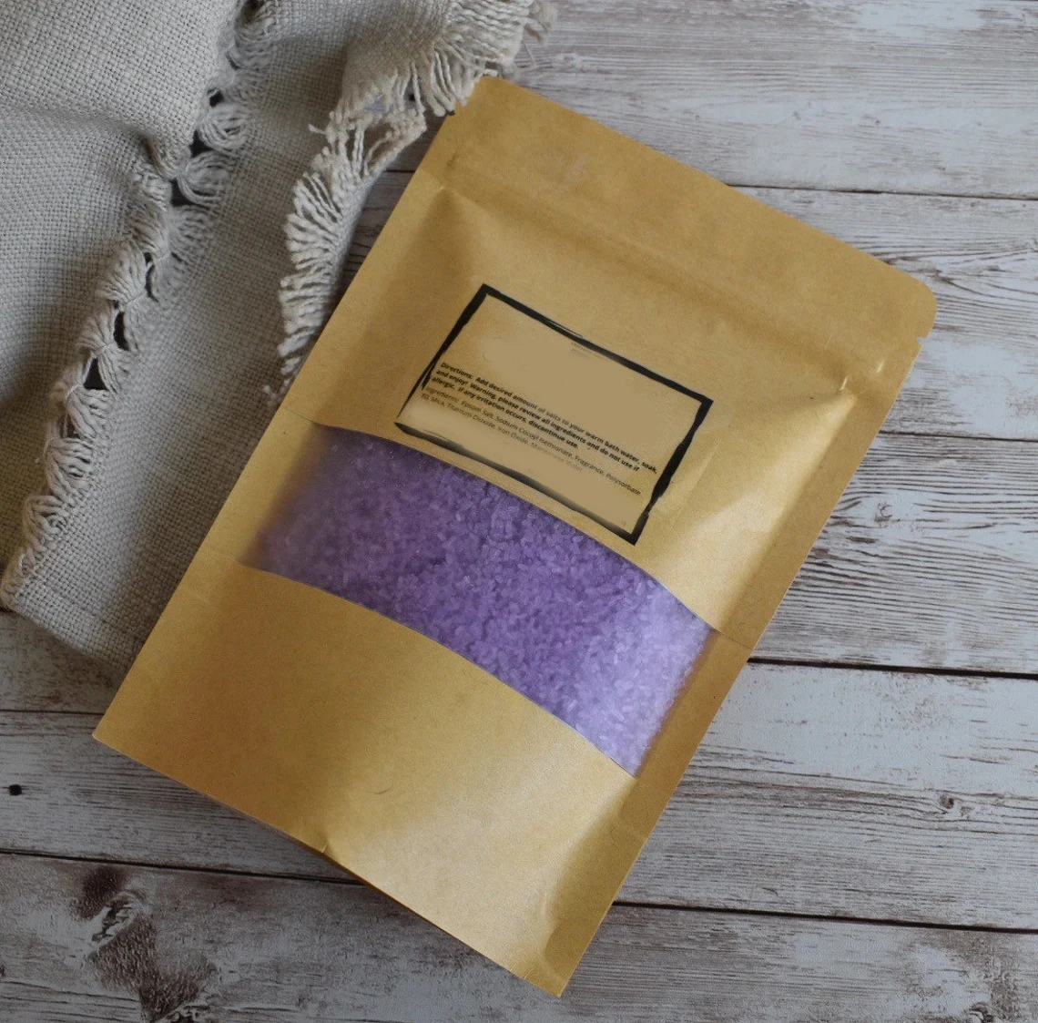 Customize Your Sea Salt Bath Packaging Bags Natural Scented Dead Sea bath Soak Salts With Flowers