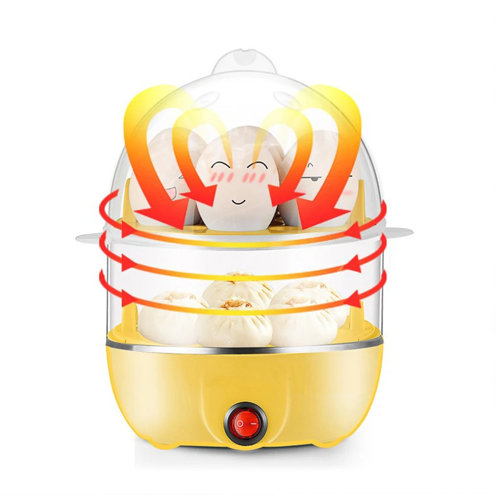 Deluxe Rapid Egg Cooker: Electric Double Layer Capacity For Hard Boiled, Poached/Steamed Vegetables And Seafood, Dumplings&More