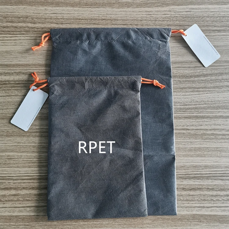 
Custom Eco Friendly RPET Non Woven Drawstring Shoe Packaging Bags with Logo 