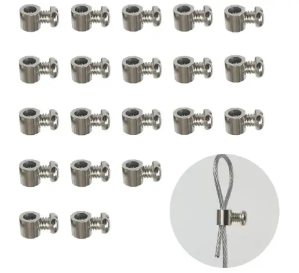 Steel Wire Rope Cable Stop Cable Clamp Double Hole Stainless Steel (3 mm Line Hole) 8*20*M5