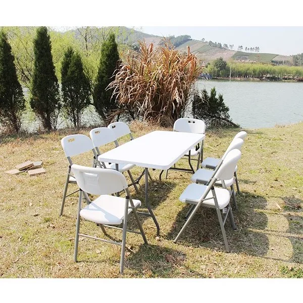 Comfortable garden 6ft rectangle table outdoor/kitchen/dining plastic camping folding table