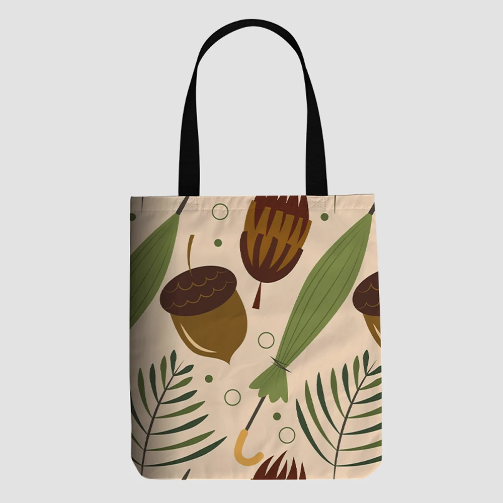 custom canvas hand shopping bags grocery clutch Leaves pattern handbags for luxury fashion trends for ladies men tote bag