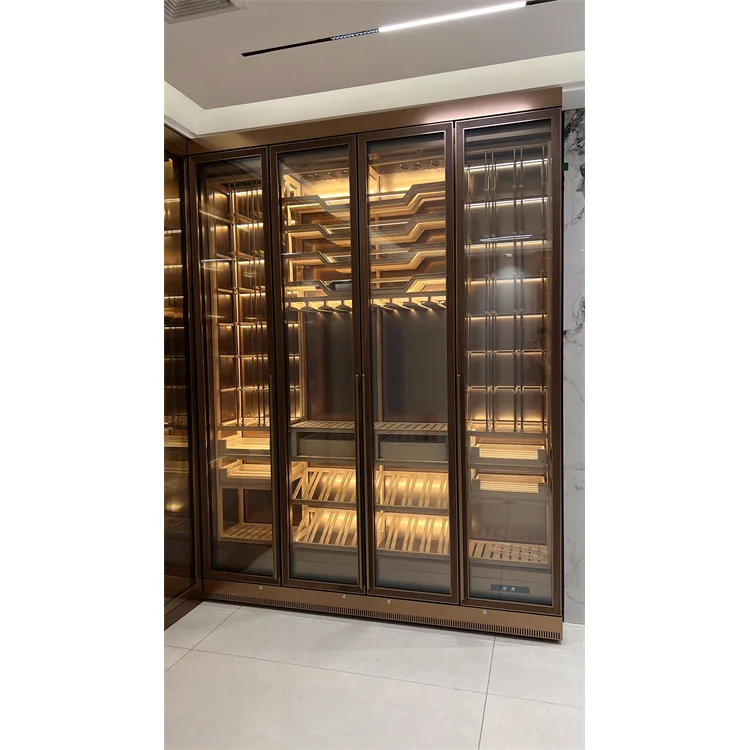 Custom wine display cellar air conditioner temperature control stainless wine cabinet