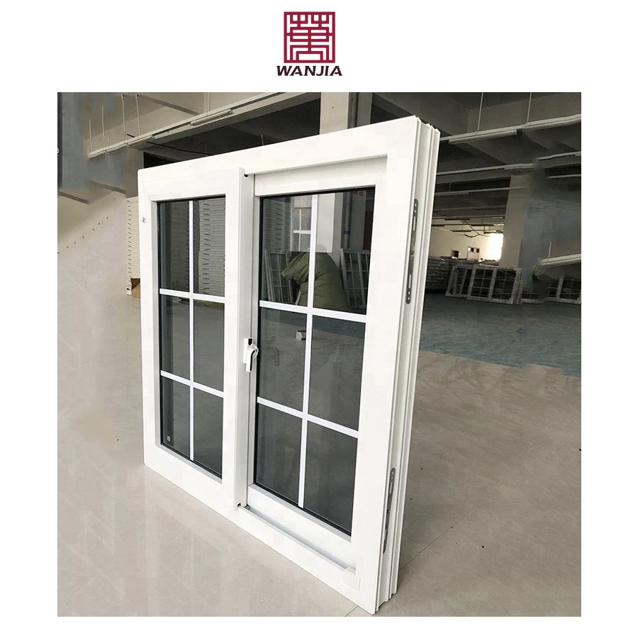 North American Latest Design Grill PVC Sliding Window UPVC Plastic Sliding Glass Windows