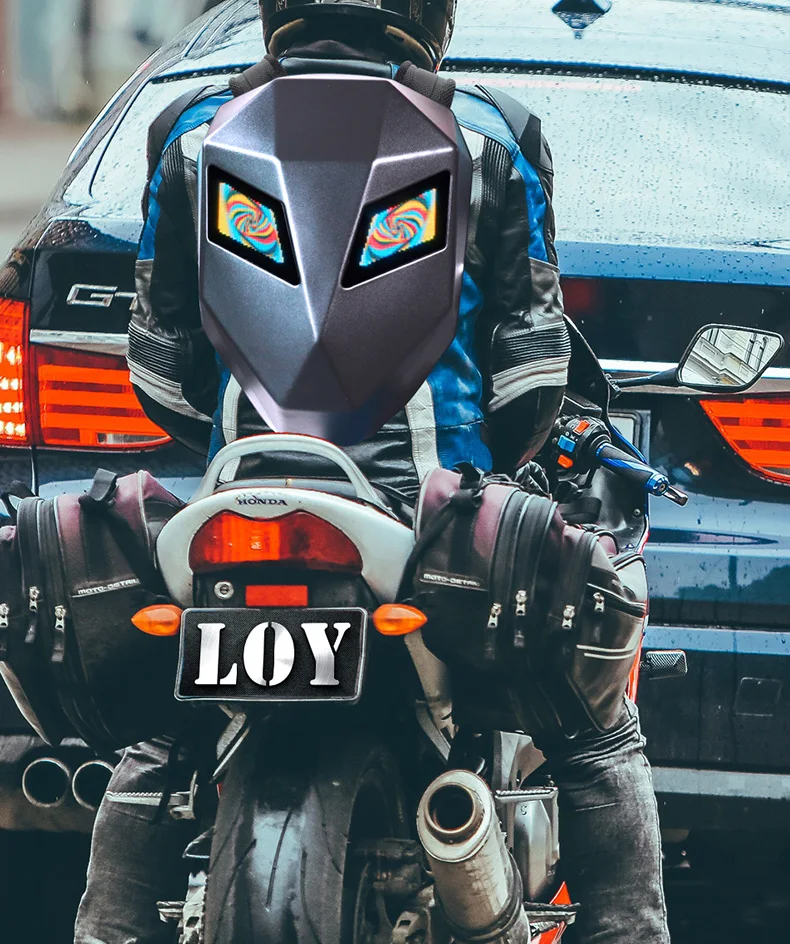 Led Knight Backpack Waterproof Hard Shell Travel Cool Led Motorcycle Backpack