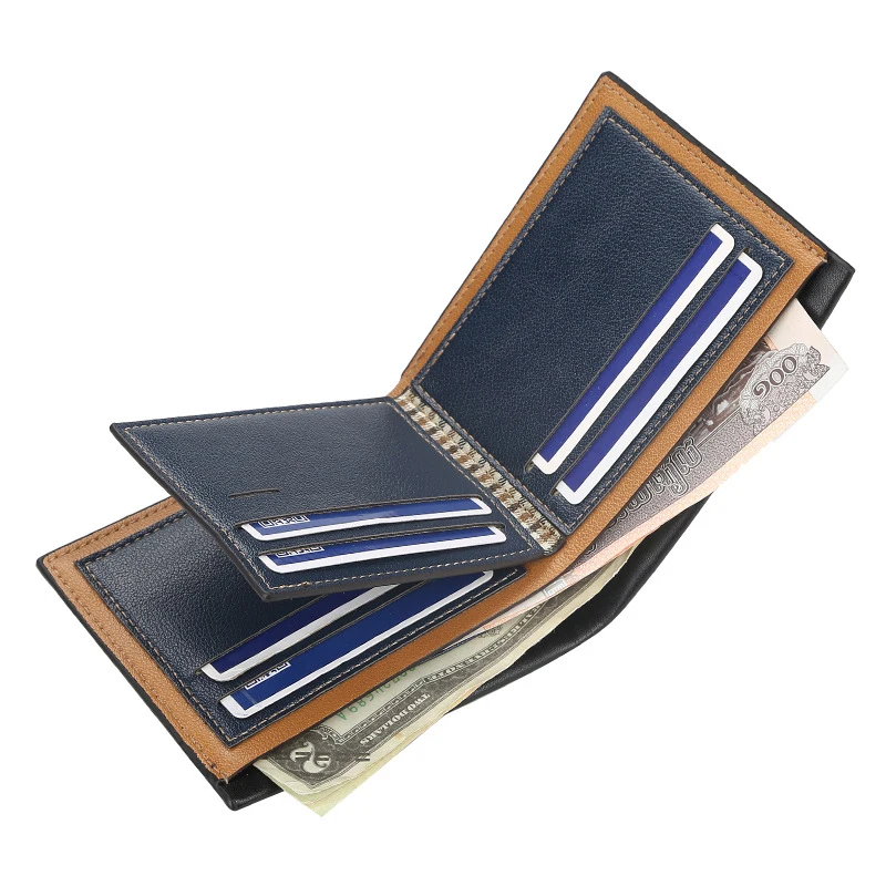 Dropshipping Products 2023 Wallet Men PU Leather Open Slim Male Trifold Money Clip Europe Style Leather Card Holder Wallet