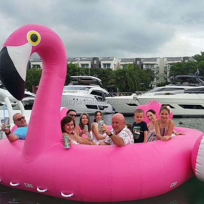 Guangzhou custom giant floating inflatable flamingo 6 person for water park