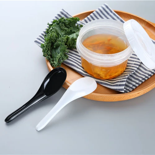 Plastic Chinese Disposable Black Yellow Soup Spoon
