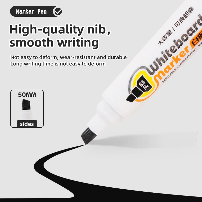 New product erasable oil-based paint marker whiteboard black marker pen with replaceable ink capsules for artware