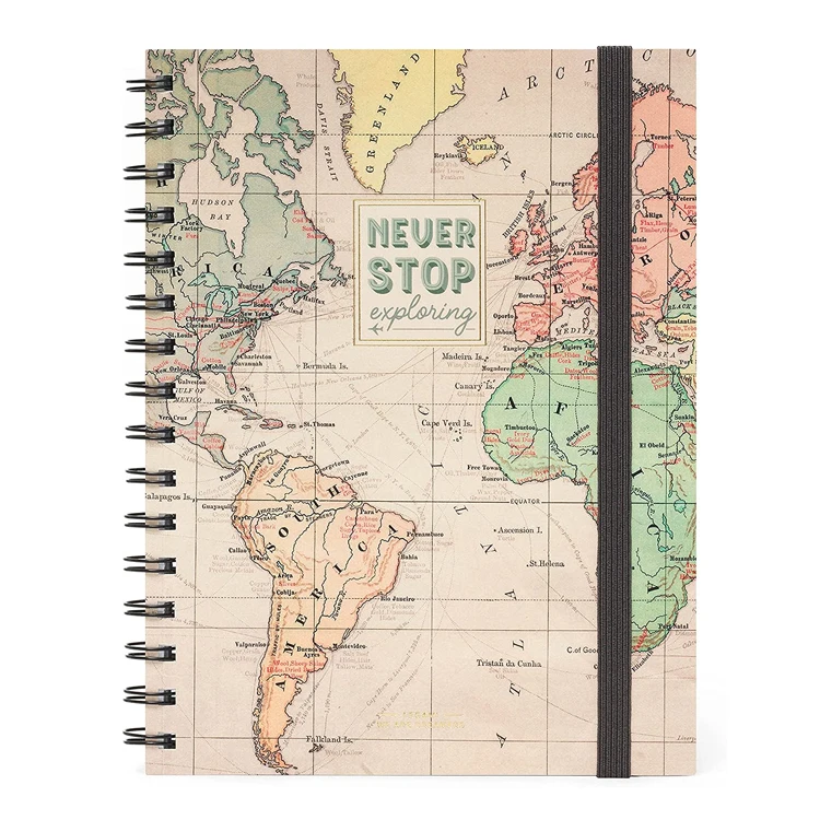 Customized Delicate Map A5 Sublimation Interior Page Format Spiral Notebook High Quality Spiral Meeting Notebook For Work