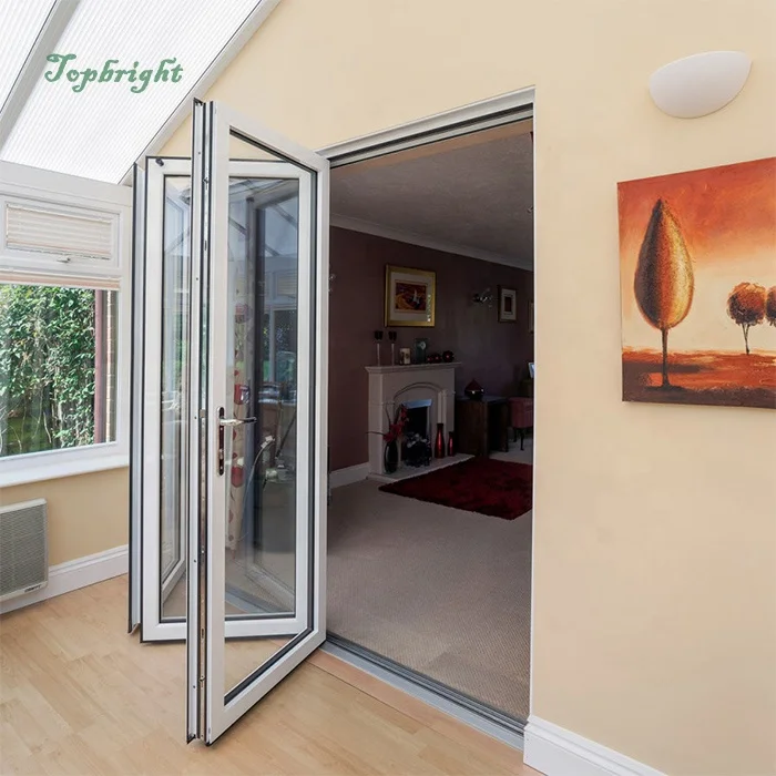 High quality accordion folding door partition terrace tempered glass aluminium bifold door