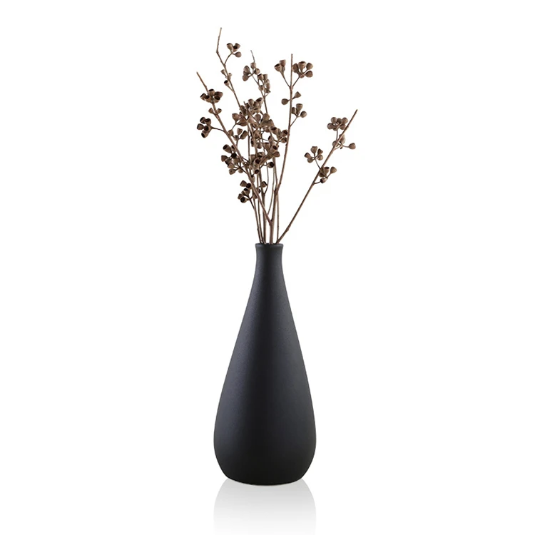 Wholesale Rustic Nordic Striped Home Decor Modern Black White Ceramic Vase for Flower