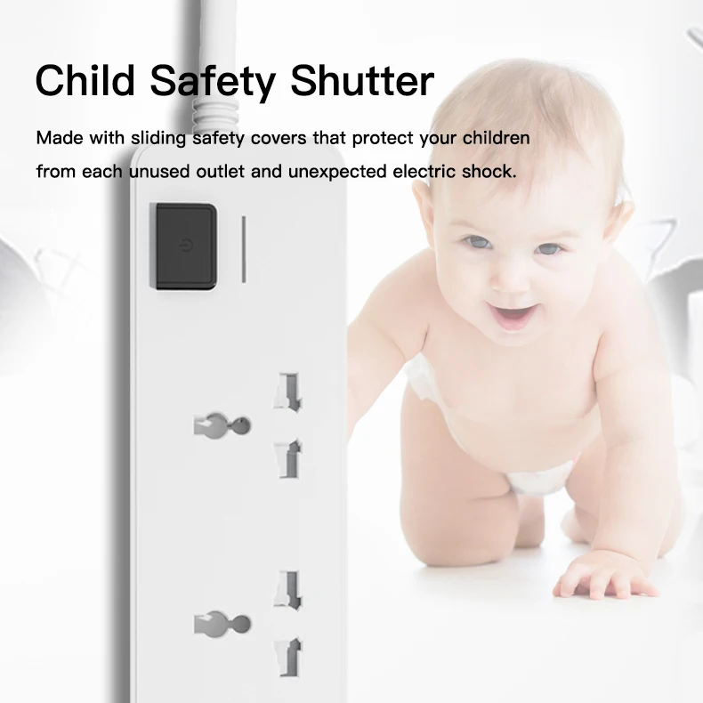 10 Degree Inclination Angle Design 3 Pin Multi Plug Electric Outlets Universal Wall Mounted Extension Socket With 3 USB Charger