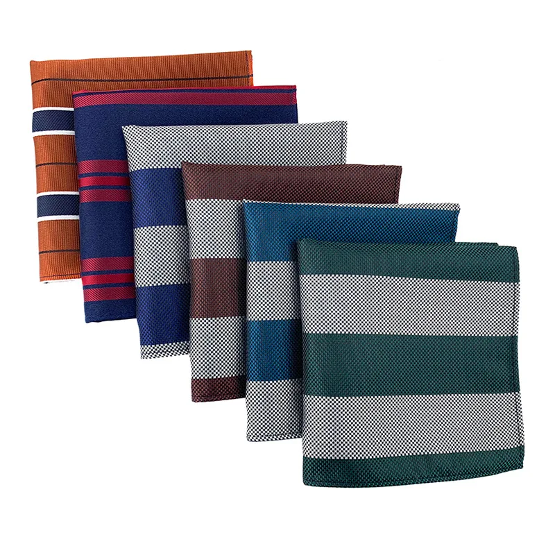 25cm Pocket Square  Stripe  Multicolor Optional Screen Printing Paisley Handkerchiefs  For Men