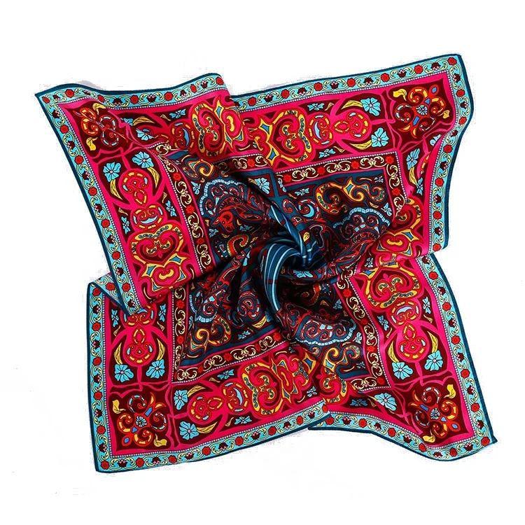 High Quality Kerchief Silk Scarf Ladies Neckerchief 100% Silk Twill Printed Square 14mm Silk Scarves
