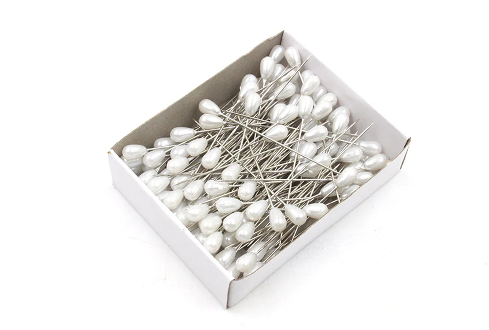 144pcs 2 inch teardrop shape sewing pins, pearl head straight corsage pins with high quality