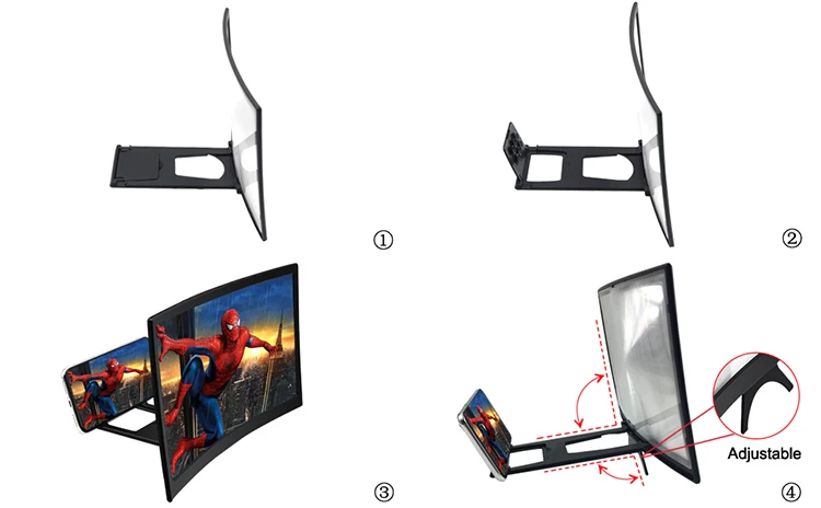 Portable Mobile Phone Curved HD Screen Amplifier 12inch Phone Screen Bracket Magnifier Tools for iPhone Samsung Xiaomi Phone