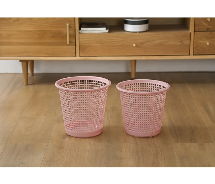 
Chinese Style Simple Plain Fashion Striped Hollow Large-Capacity Plastic Household Multi-Scene Suitable Trash Can 