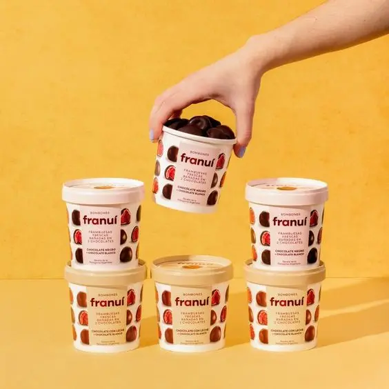 16oz Frozen Dessert bowl Yogurt Ice Cream Cups Dot Paper Container with lid for Hot or Cold Packaging with Lid