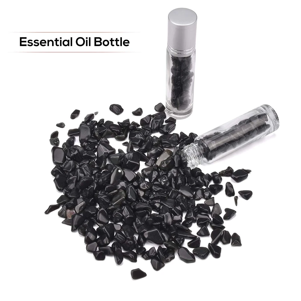 Natural Black Obsidian Tumbled Stone Chips Crushed Natural Crystal Quartz Pieces