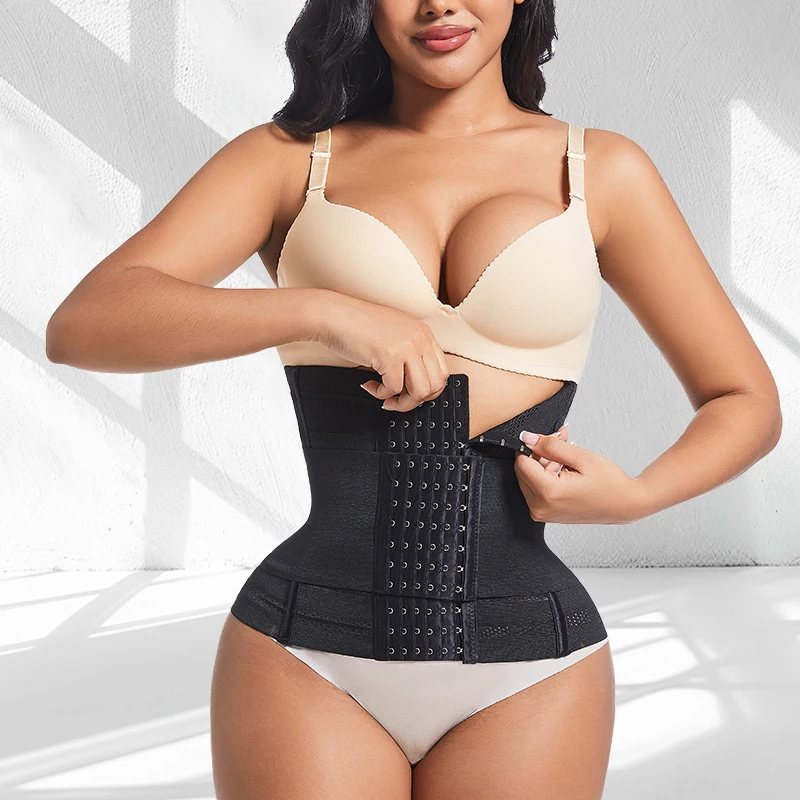 Double Compression Fajas Colombianas Waist Trainer Adjustable Zipper And Hook-Eyes Bone Women Body Shaper Flat Belly Corset