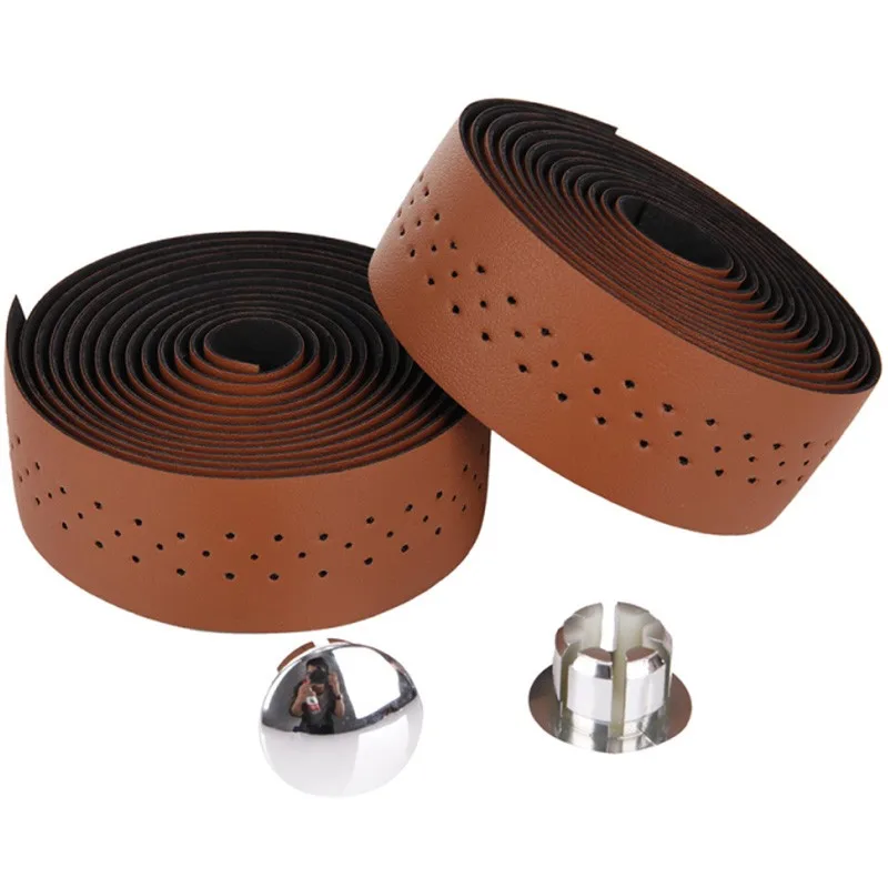 New Retro bicycle Road Bike Sports Cork Handlebar Tape+ 2 Bar plug (Retro Brown) there are holes