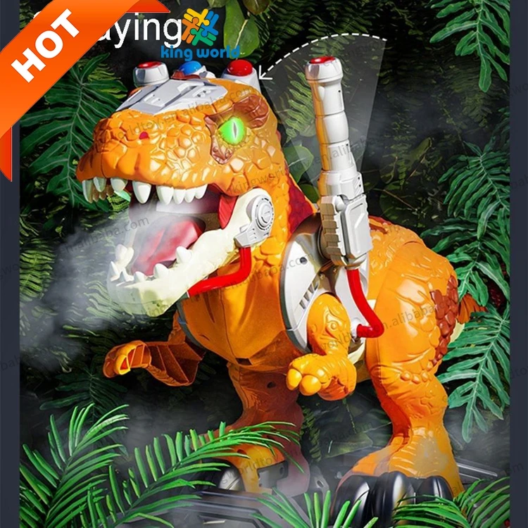 KW Electric Animal Spraying Smoke Dinosaur Roaring Sound Kids Big Size Sliding Ride On Dinosaur Scooter with Music and Light