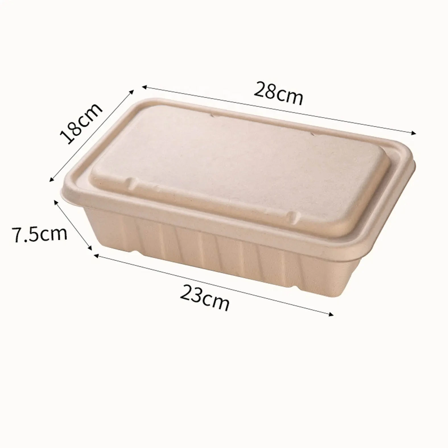New arrival Disposable Bagasse Paper Pulp Plates Biodegradable Sugarcane Takeaway Tableware Food Bento Packaging Box
