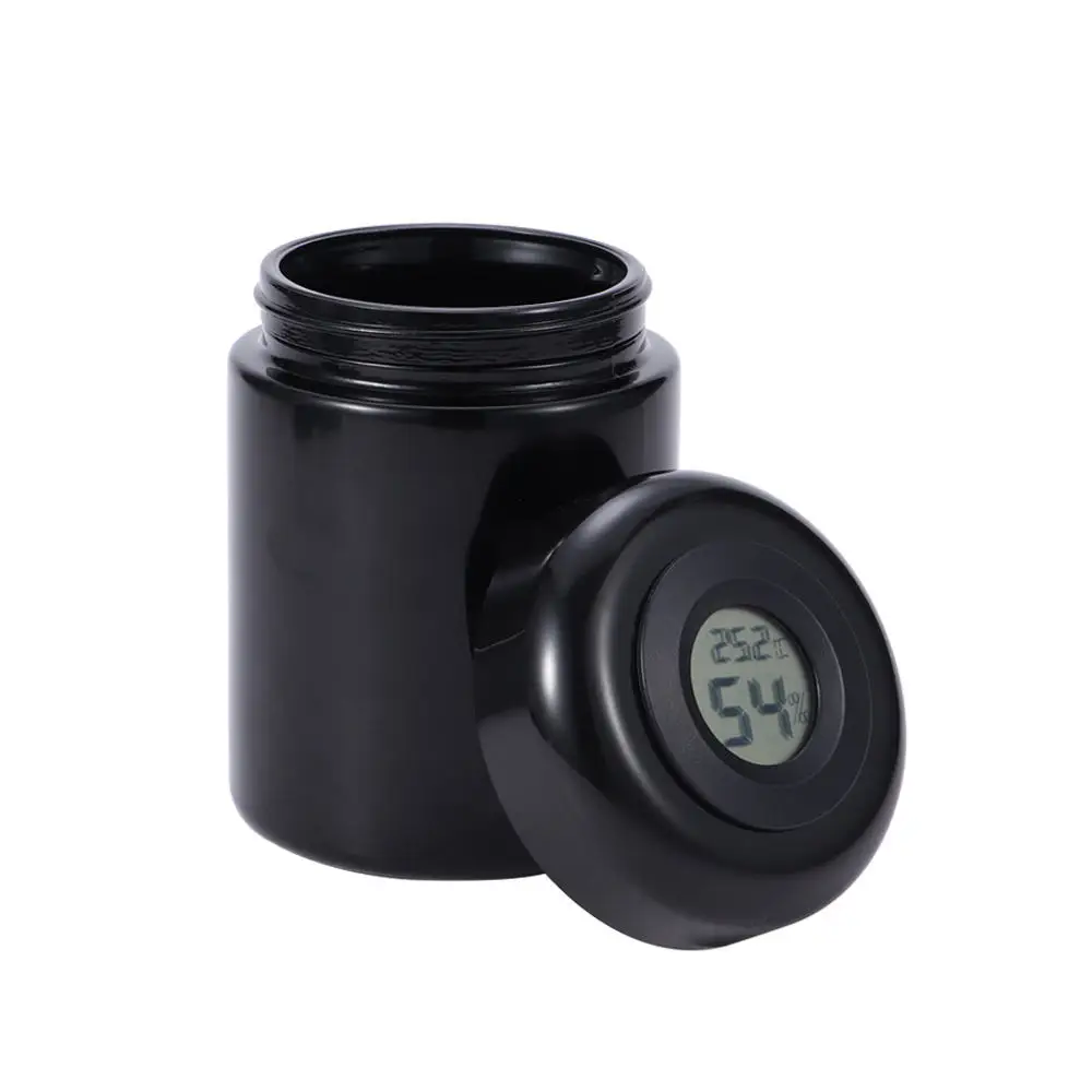 2023 Vapruz New Arrival Black Round 150ml Glass Jars with Lids Display Tobacco Storage Jar with Hygrometer