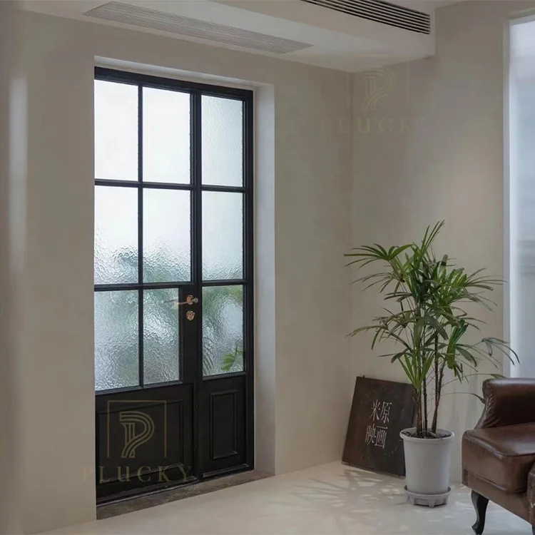 Wholesale price french wrought iron glass exterior door for home