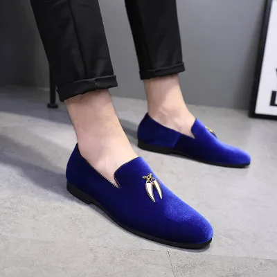 Wholesale Slip-On men dress shoes velvet black blue loafer shoes ZJ490