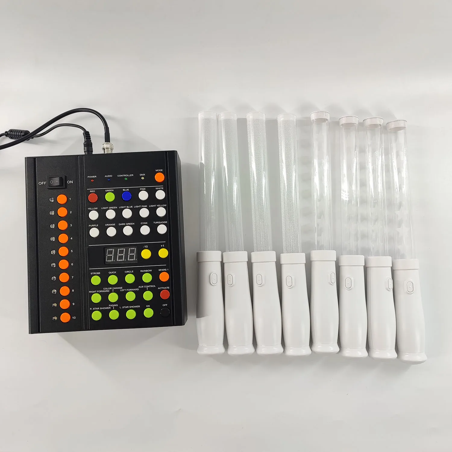 LINLI Hot Sales Customized Logo Party Event DMX 512 Programmable Led Flashing Stick Remote Controlled Light Up Wand