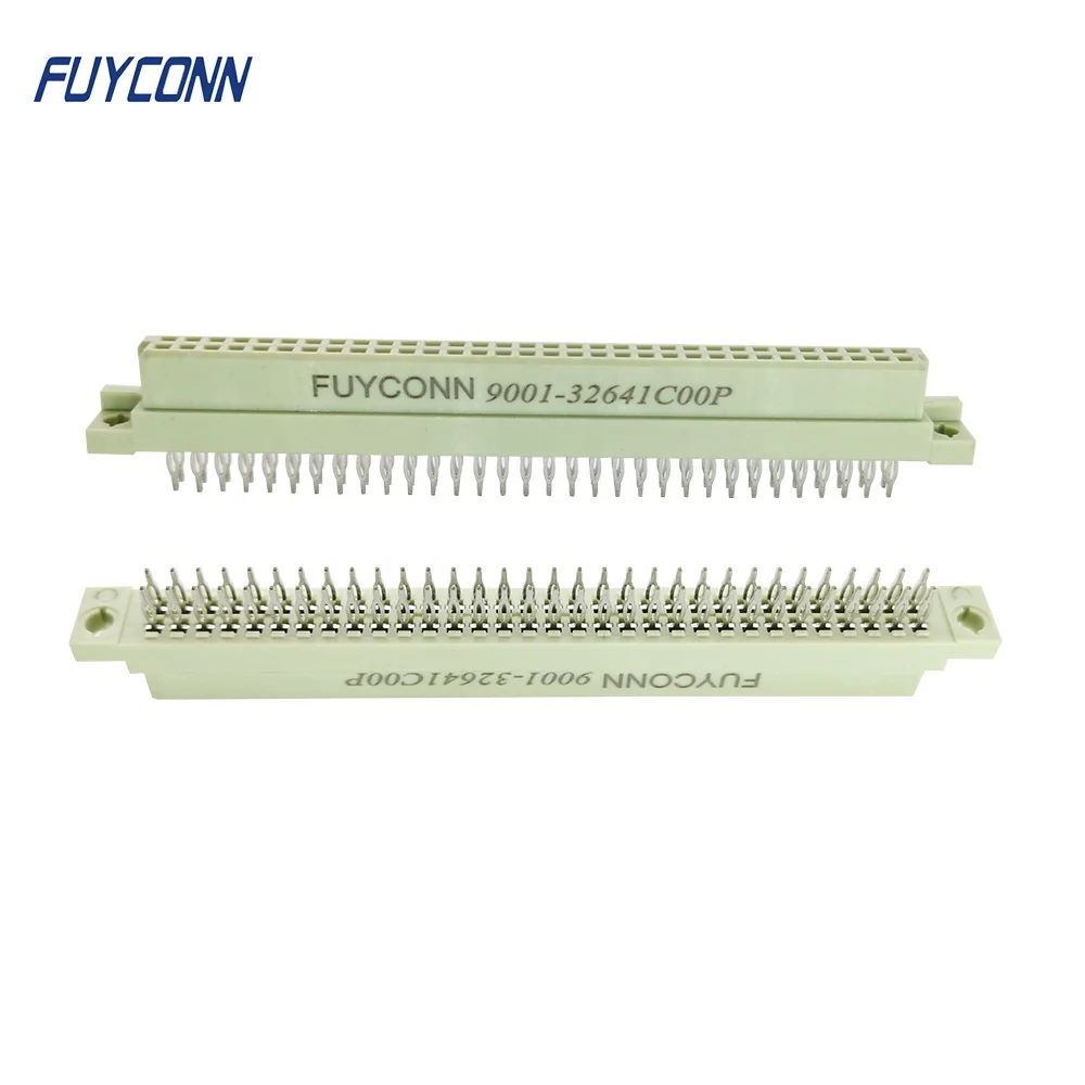 16pin 32pin 64pin Solderless PCB Eurocard Connector, 2*16Pin 32P 64P Straight PCB 2 rows Press Pin Female DIN41612 Connector