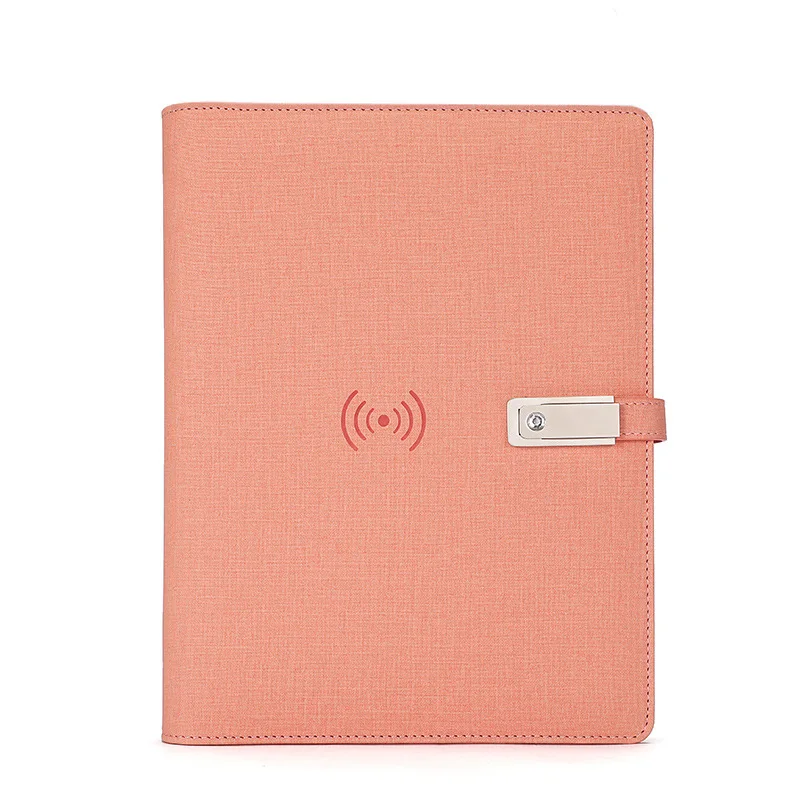 Office lady traveling 8000mah power bank notebook can carry on plane wireless charging powerbank note book with USB flash drive