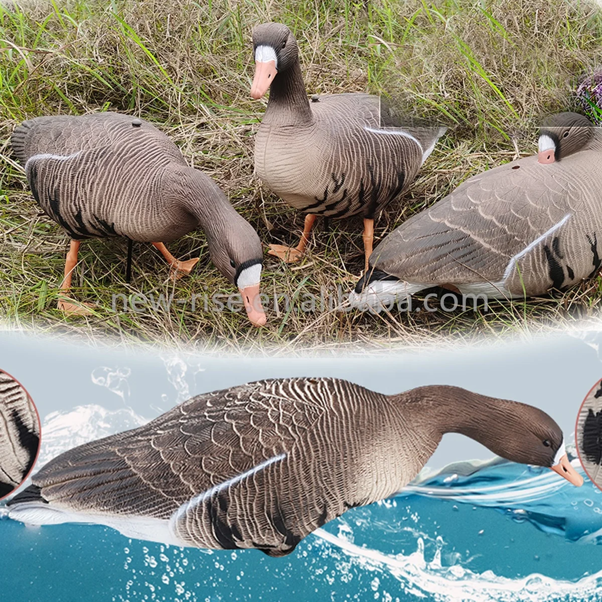 EVA Plastic Goose Decoy Garden Decoration 3D Foldable Specklebelly Feeding Resting Standing Goose For Hunting