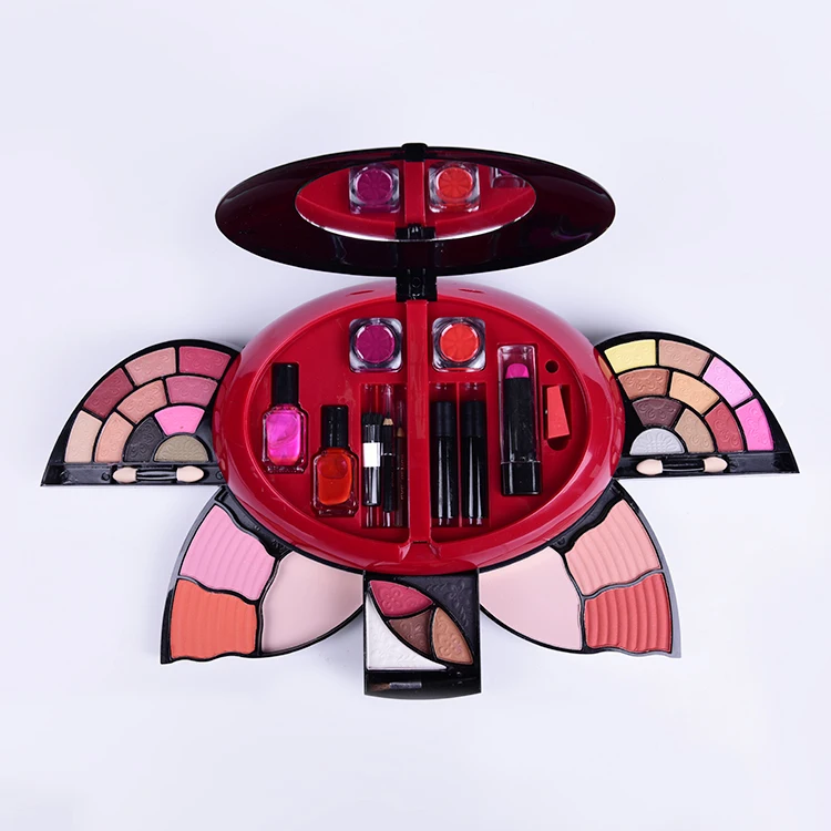Рекламный водонепроницаемый круговой набор для макияжа, многофункциональный большой полный комплект для макияжа с зеркалом