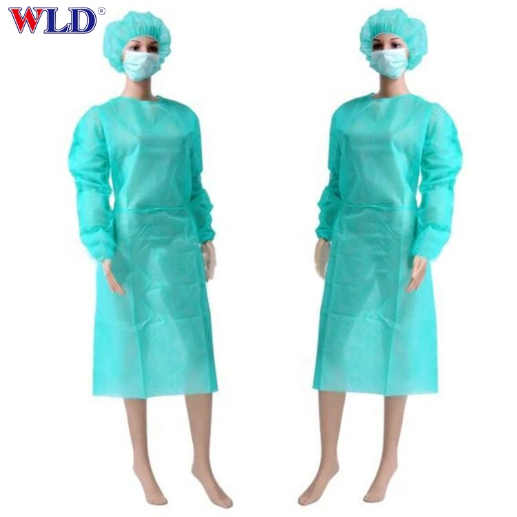 Hot Sale Hospital Medical 14GSM-40GSM CPE SMS Disposable Isolation Gown