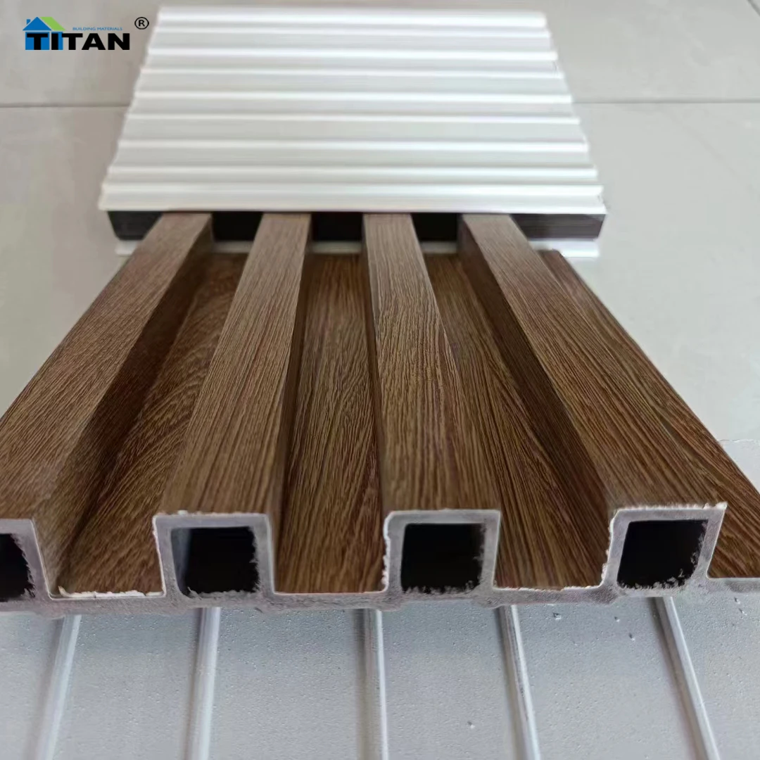 Revestimiento Exterior Wooden Square Beam Wpc Wall Panel Walnut Black