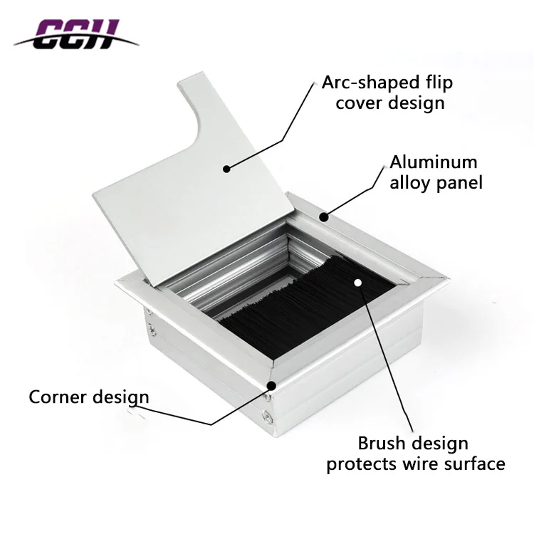 CCH Decorative Office Desk Cable Hole Wire Hole Cover Grommets aluminium Management Line Box Computer Rectangular Desk Cable