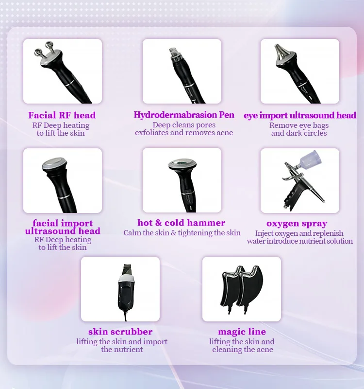 Hydro Oxygen Facial diamond microdermabrasion machine 8 in 1 Skin Rejuvenation peeling Machine